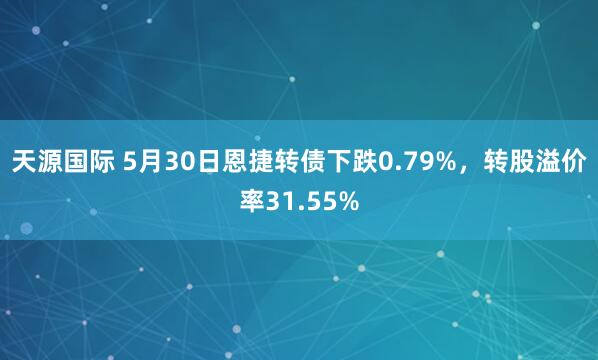天源国际 5月30日恩捷转债下跌0.79%,转股溢价率31.55%
