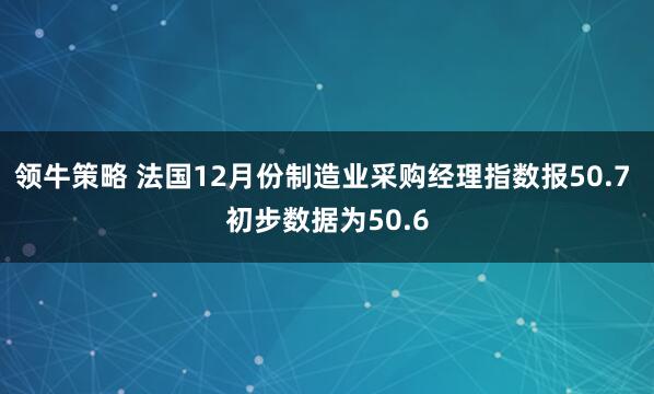领牛策略 法国12月份制造业采购经理指数报50.7 初步数据为50.6